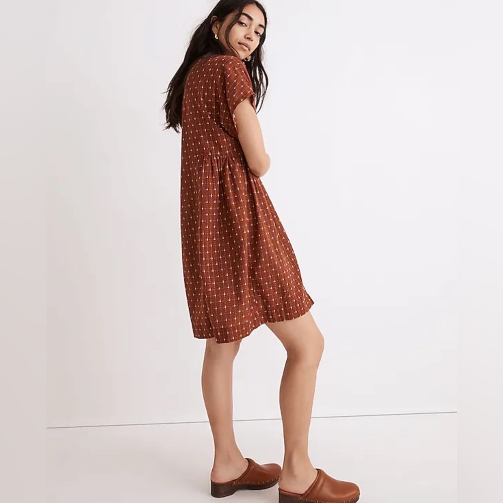 NWOT Madewell Jacquard Dolman-Sleeve Mini Dress - Medium - Burnt Orange - Picture 4 of 9